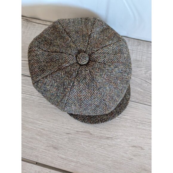 100% Wool Authentic Harris Tweed 8-Panel Newsboy Cap Gentleman Size Small - Picture 1 of 6